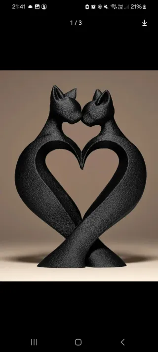 Scultura gatti cuore San Valentino metallo nero