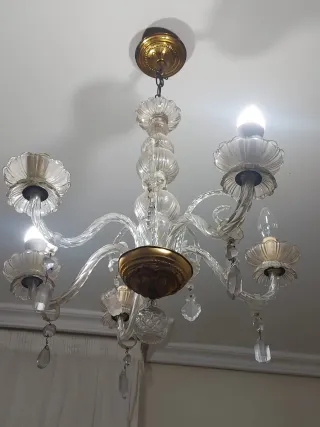 Lámpara de techo cristal y metal color dorado-cobr