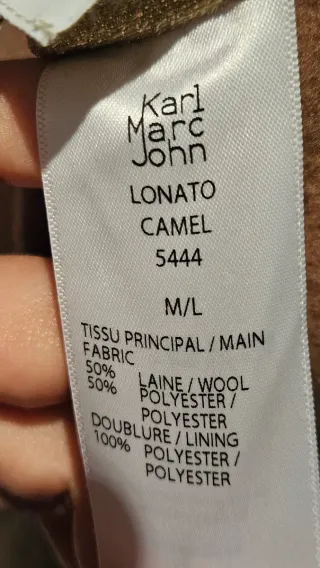 Abrigo con etiqueta largo camel Karl Mark Jhon