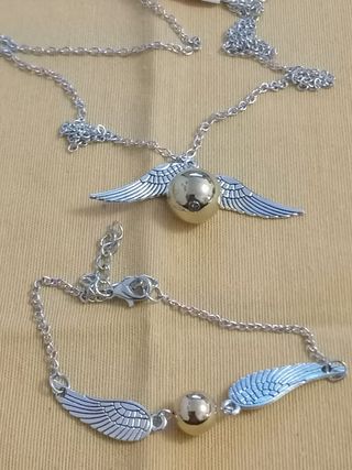 Collar y Pulsera Snitch Dorada Alada