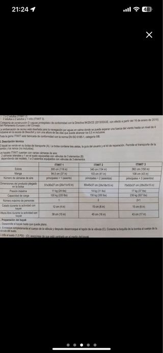 Kayak hinchable 3 personas + 3 remos