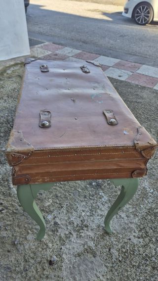 Mesa Maleta Antigua Marrón y Verde