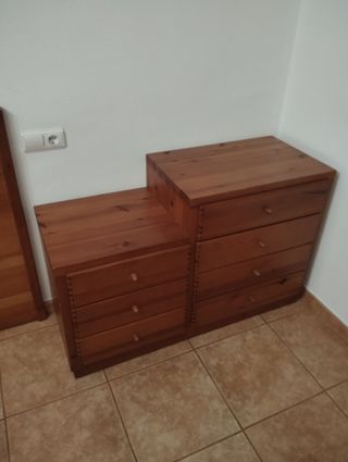 Conjunto cabecero y 2 mesitas de madera dobles