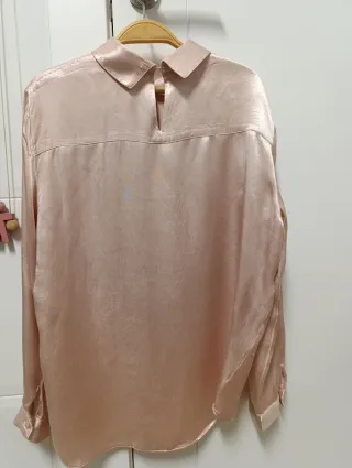 Camisa Zara satén manga larga rosa