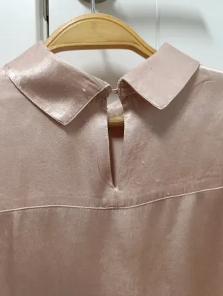 Camisa Zara satén manga larga rosa