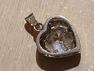 Ciondolo Cuore con cristallk argento bagno oro.