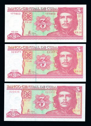 Cuba 3 Pesos UNC (1984-2006)
