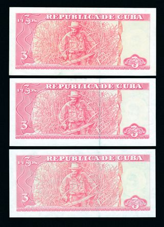 Cuba 3 Pesos UNC (1984-2006)