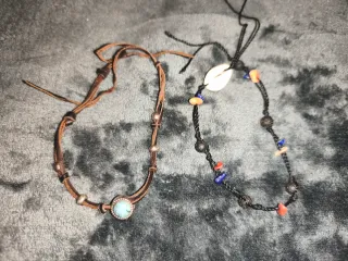2 Pulseras Boho Cuero y Piedras