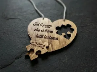 Cuore in Legno Artigianale Mamma