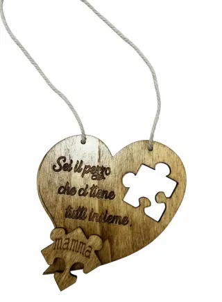 Cuore in Legno Artigianale Mamma