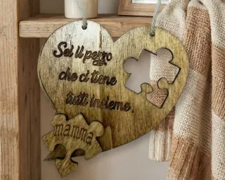 Cuore in Legno Artigianale Mamma