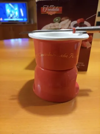 Set fonduta porcellana rossa
