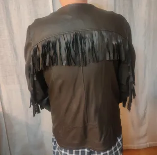 Cazadora Piel Napa Marrón Flecos