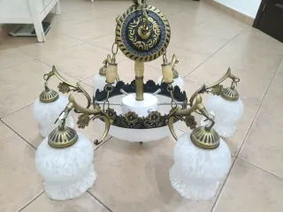 Lámpara de techo cristal y metal 2 unidades