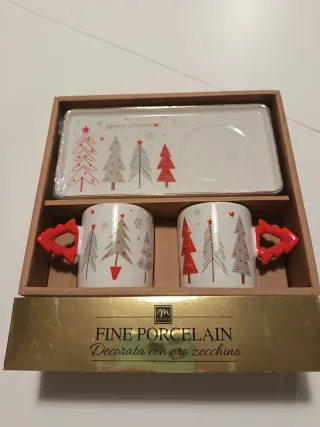 Tazzine Natale Mercury Home Porcellana Oro