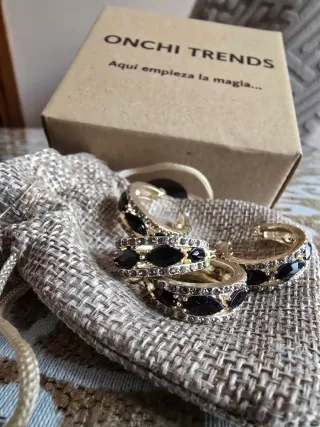 Pendientes ONCHI TRENDS Acero Inox Circonita Negra