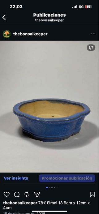 Maceta bonsai azul Eimei 13.5cm