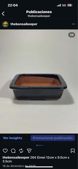 Maceta bonsai Eimei negra 12cm