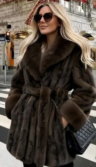 Abrigo de pelo sintético marrón Talla S