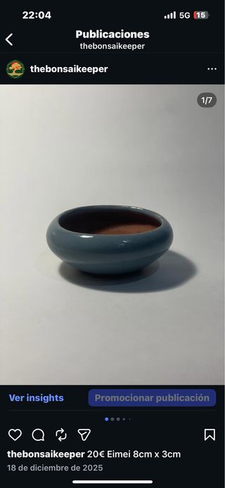 Maceta bonsai Eimei cerámica azul 8cm