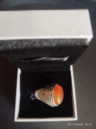 ANILLO PLATA antiguo  Colombiano piedra cornalina