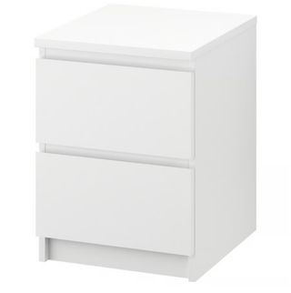 2 Comodini Notte Ikea MALM 2 Cassetti Bianchi