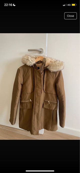 Abrigo invierno Khaki con capucha pelo