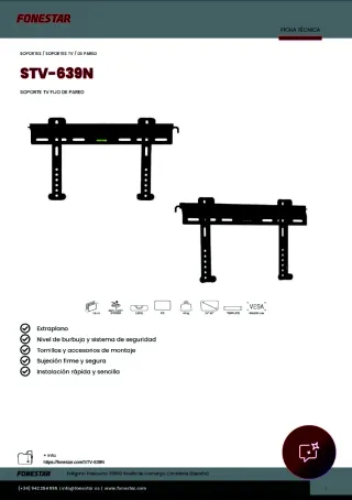 Soporte TV extraplano pared, de 24" a 80"