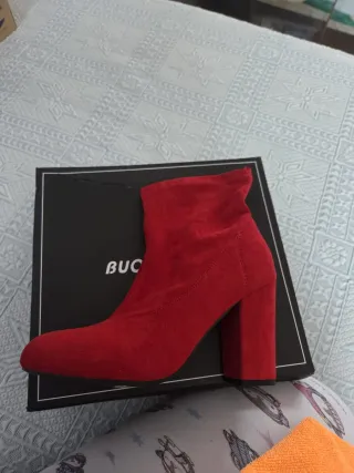 Botines rojos tacón alto talla 39