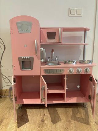 Cocina de Juguete Madera Rosa.