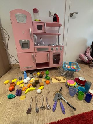 Cocina de Juguete Madera Rosa.