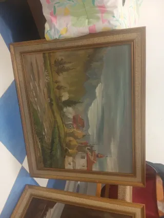 2 Cuadros Decorativos Marco Dorado