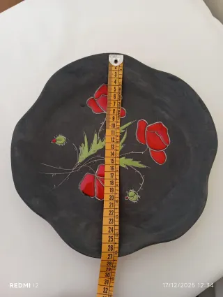 Piatto da parete vintage papaveri rossi antichità