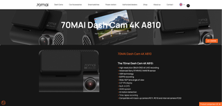 Dashcam 70mai A810 4K HDR+Cámara Trasera+hard. kit