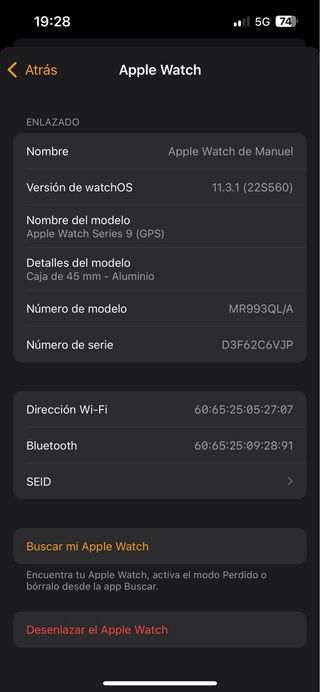 Apple Watch Series 9 GPS Negro/Plata