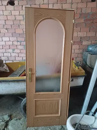 Puerta interior roble con cristal
