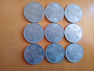 9 Monedas 100 Pesetas Juan Carlos 1980