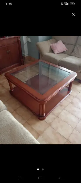 Mesa de centro madera y cristal