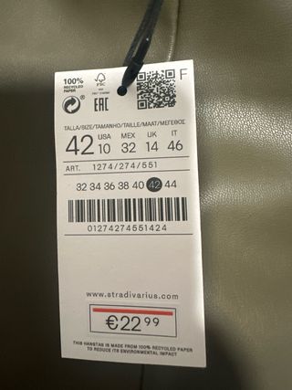 Sin estrenar Zara Falda Pantalón Corta Talla XL