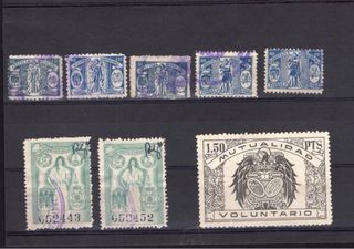 Lotto di timbri fiscali antichi di Madrid e Álava