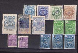 Lotto di timbri fiscali antichi di Madrid e Álava