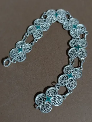 Pulsera Vintage Plata Ley 925 Filigrana Esmalte Ve