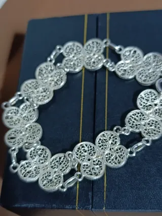 Pulsera Vintage Plata Ley 925 Filigrana Esmalte Ve