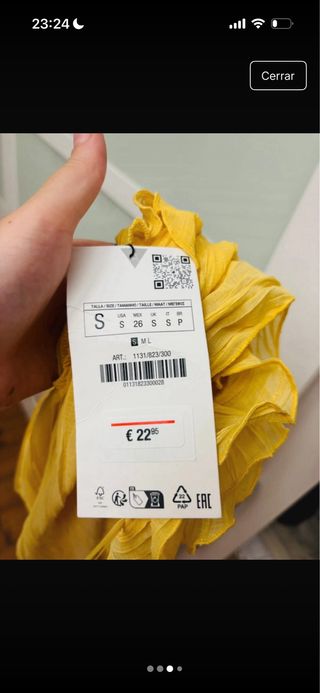 Blusa Zara tirantes volantes amarilla