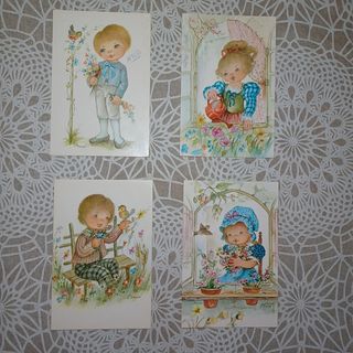 4 Postales ilustradas por Baró años 70-80