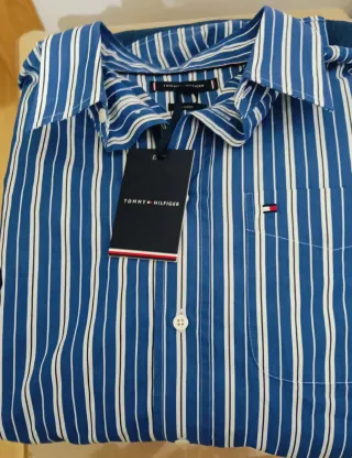 Camisa Tommy Hilfiger Rayas Azul y Blanca