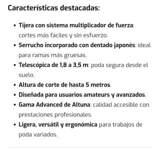 Tijera podar extensible con serrucho