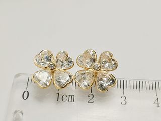 Pendientes Trébol Oro 18K y Cristales 3,6g