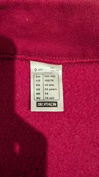 Casaco desportivo inverno pêlo dentro decathlon